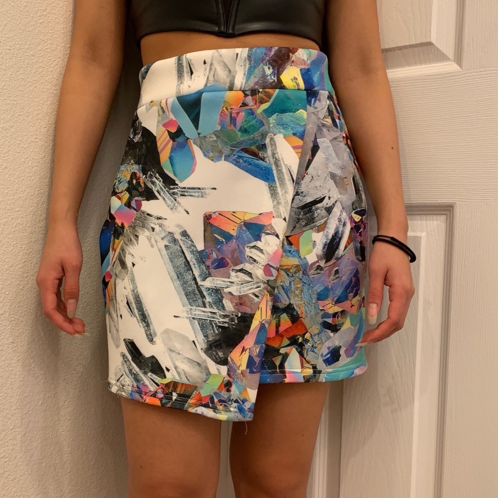 Jaded London Crystal Cyberwave Asymmetrical Skirt